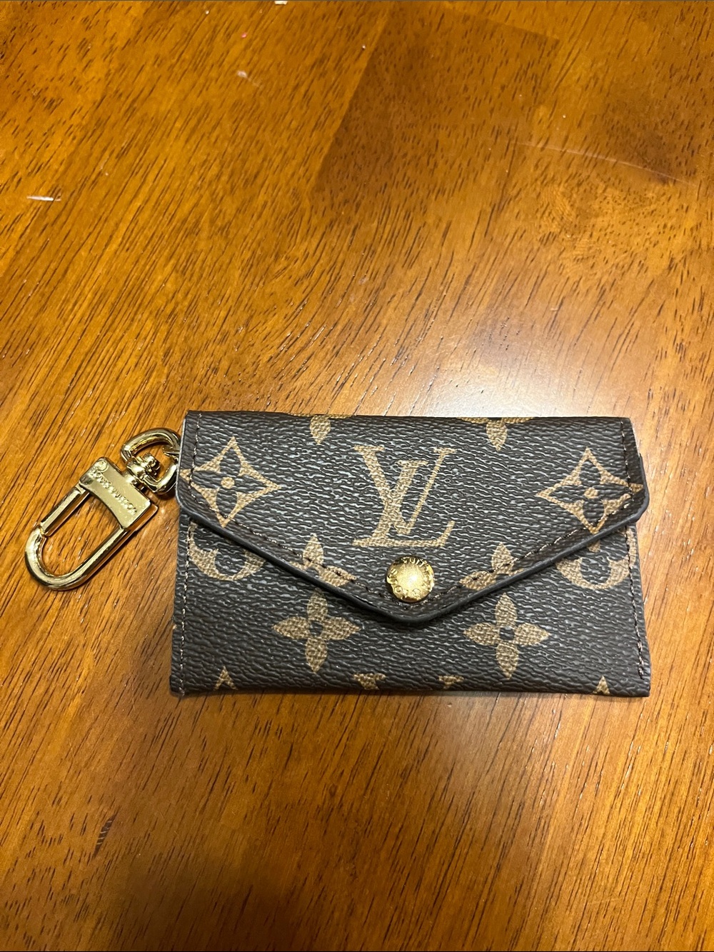 Canvas Brown Key & Card Case with Gold Hardware
